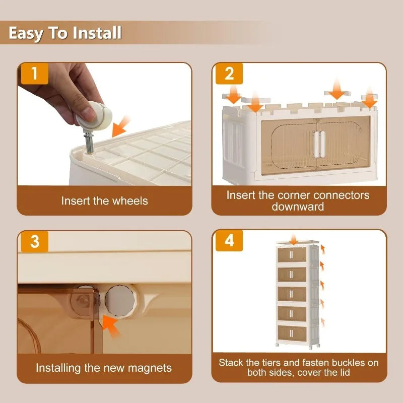 Collapsible Plastic Storage Bins with Wheels & Lids