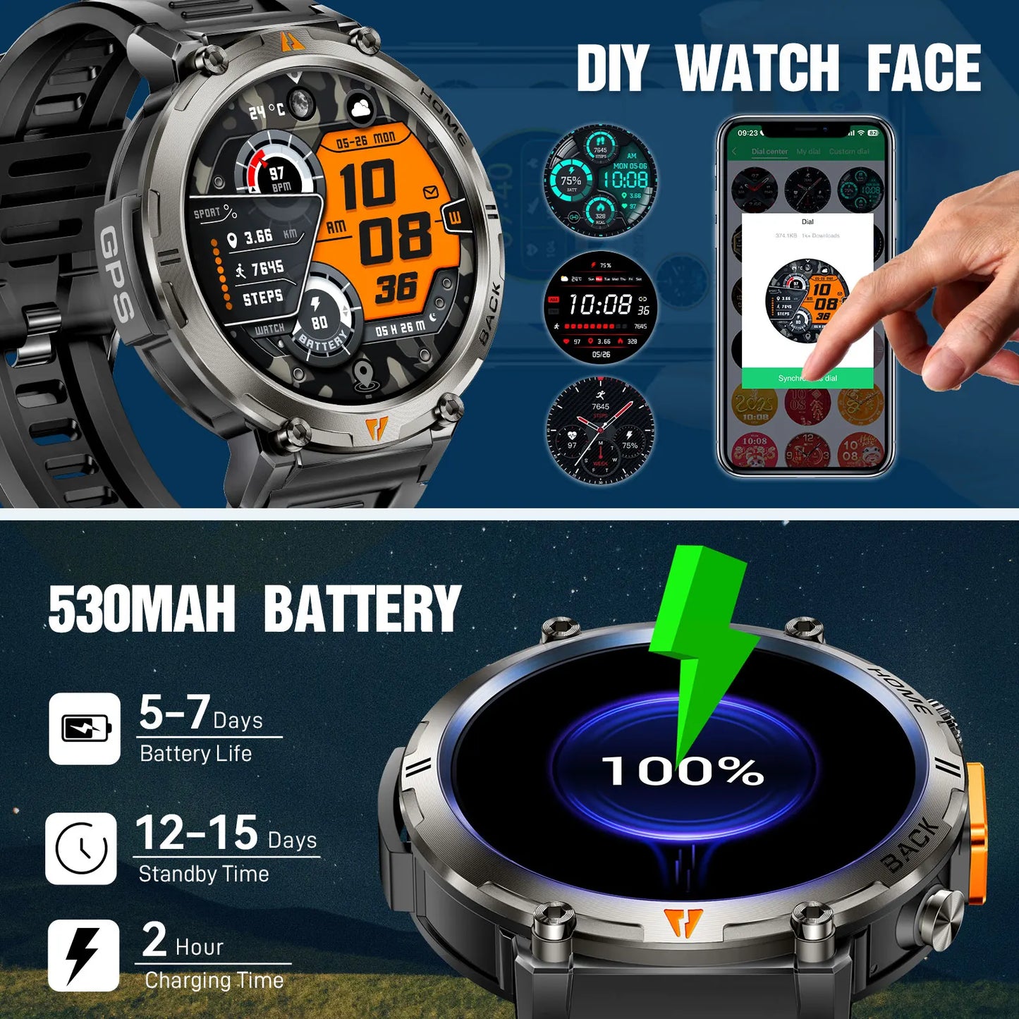 EIGIIS KE3 2025 Bluetooth Smartwatch for Men