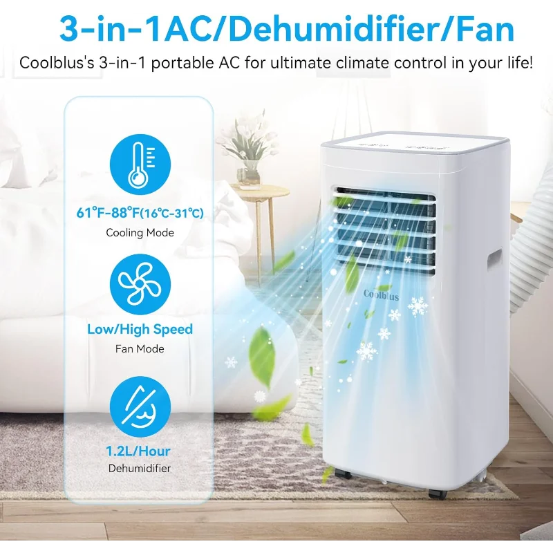 8500 BTU 3-in-1 Portable Air Conditioner Unit