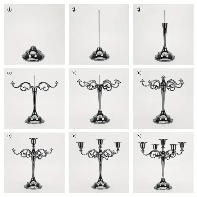 Elegant Matte Black 5-Arm Candle Candelabra