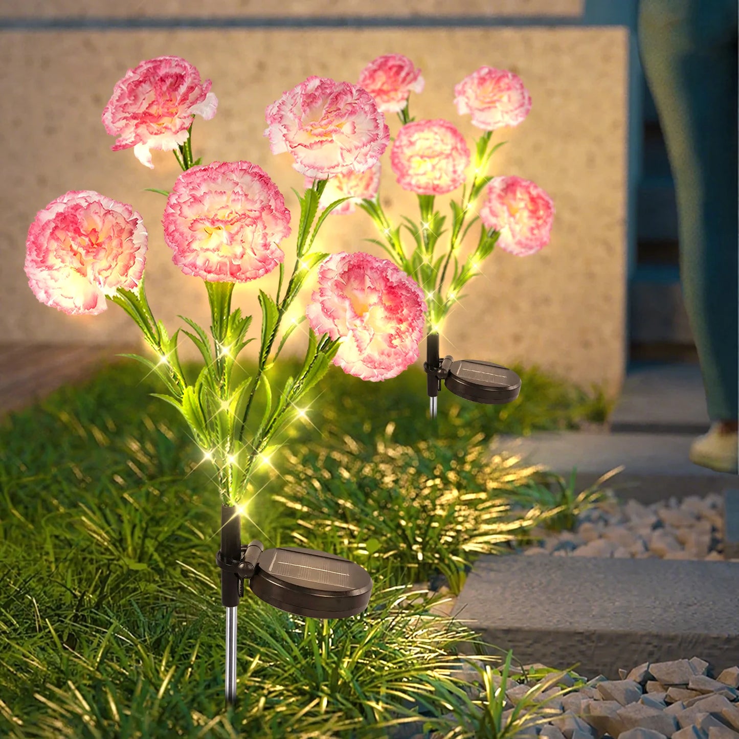 Solar LED Carnation Flower Garden Path Lights