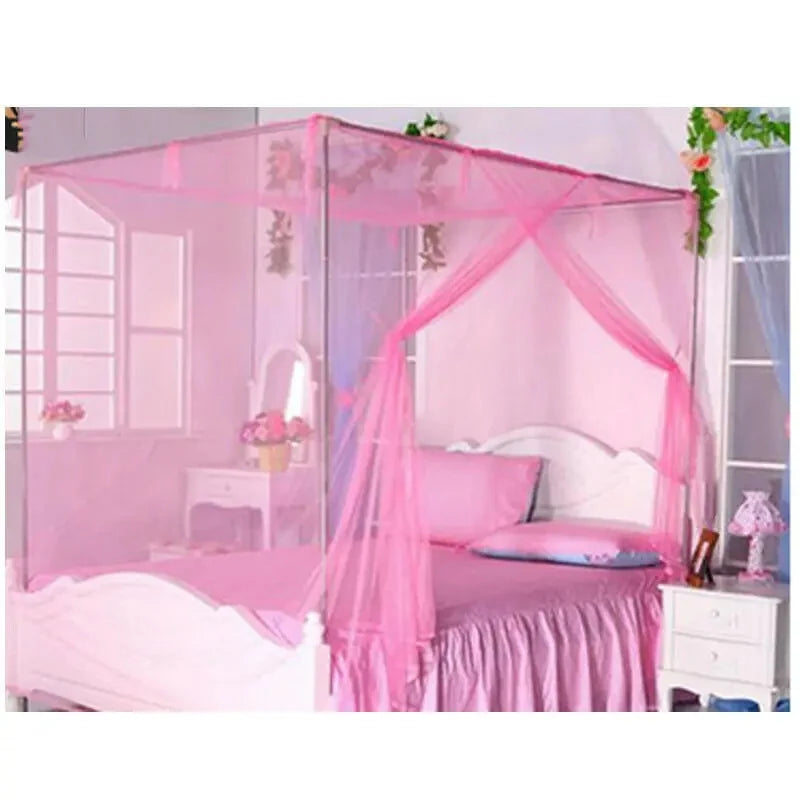 4 Corner Bed Canopy Mosquito Net – Lightweight Summer Bed Netting for Double Beds, Fashionable Bedroom Canopy Curtain for Insect Protection & Cozy Sleep