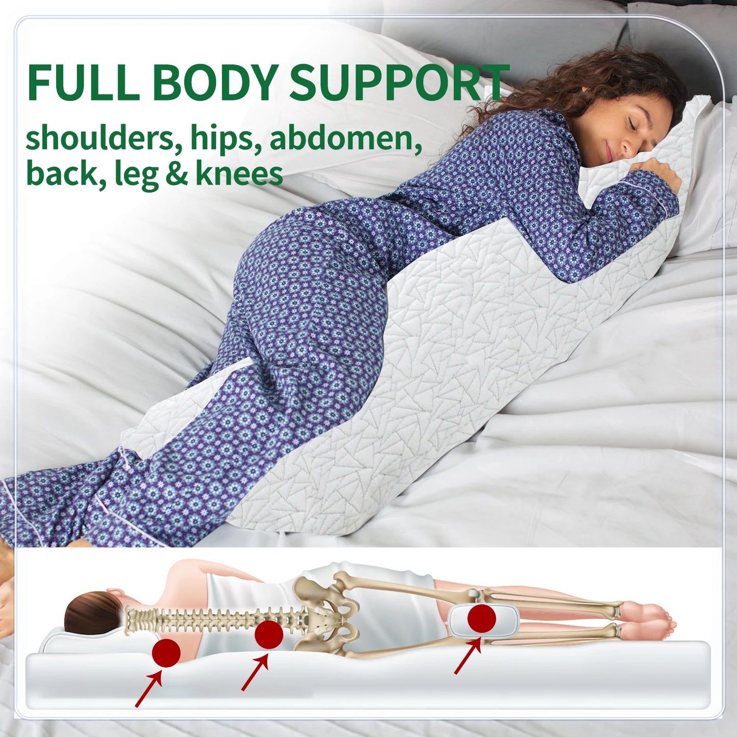 Soft Memory Foam Long Body Pillow Comfort