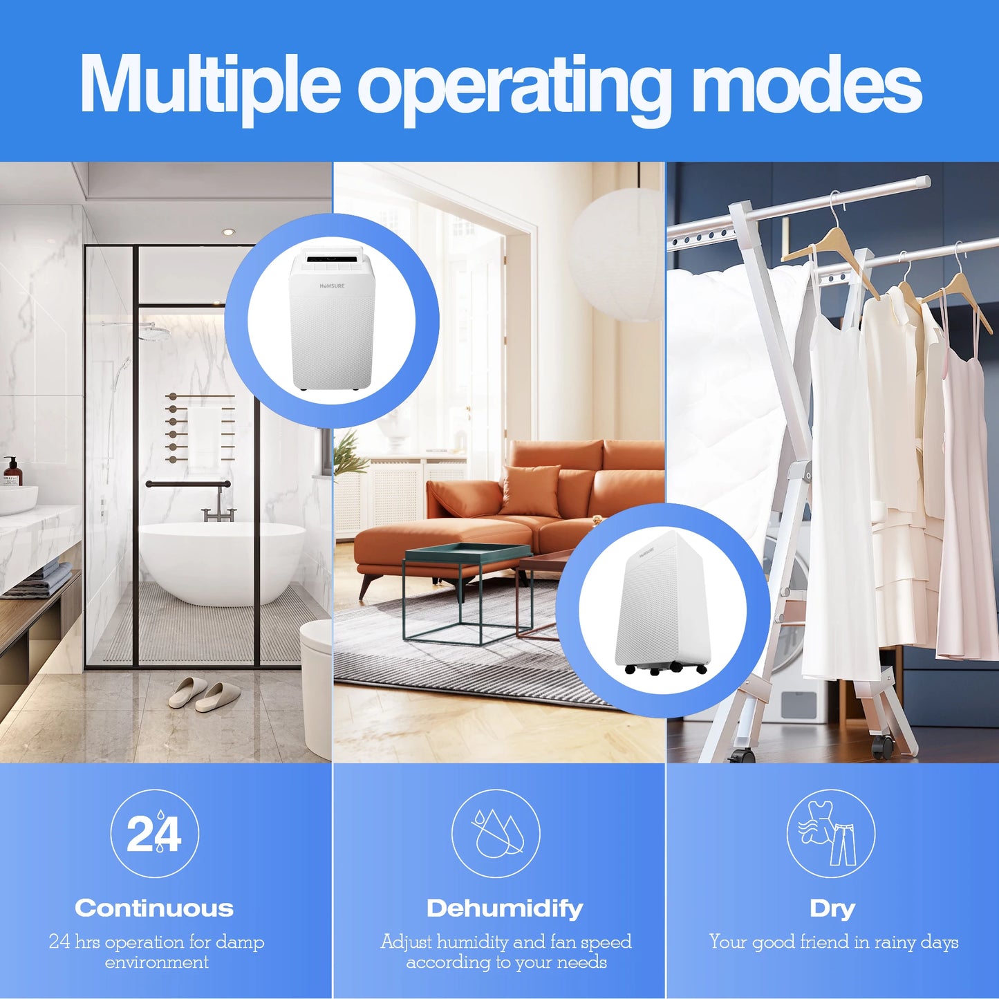 70-Pint Dehumidifier for Home & Basement – Covers 4500 Sq Ft with Auto Defrost & Drain Hose