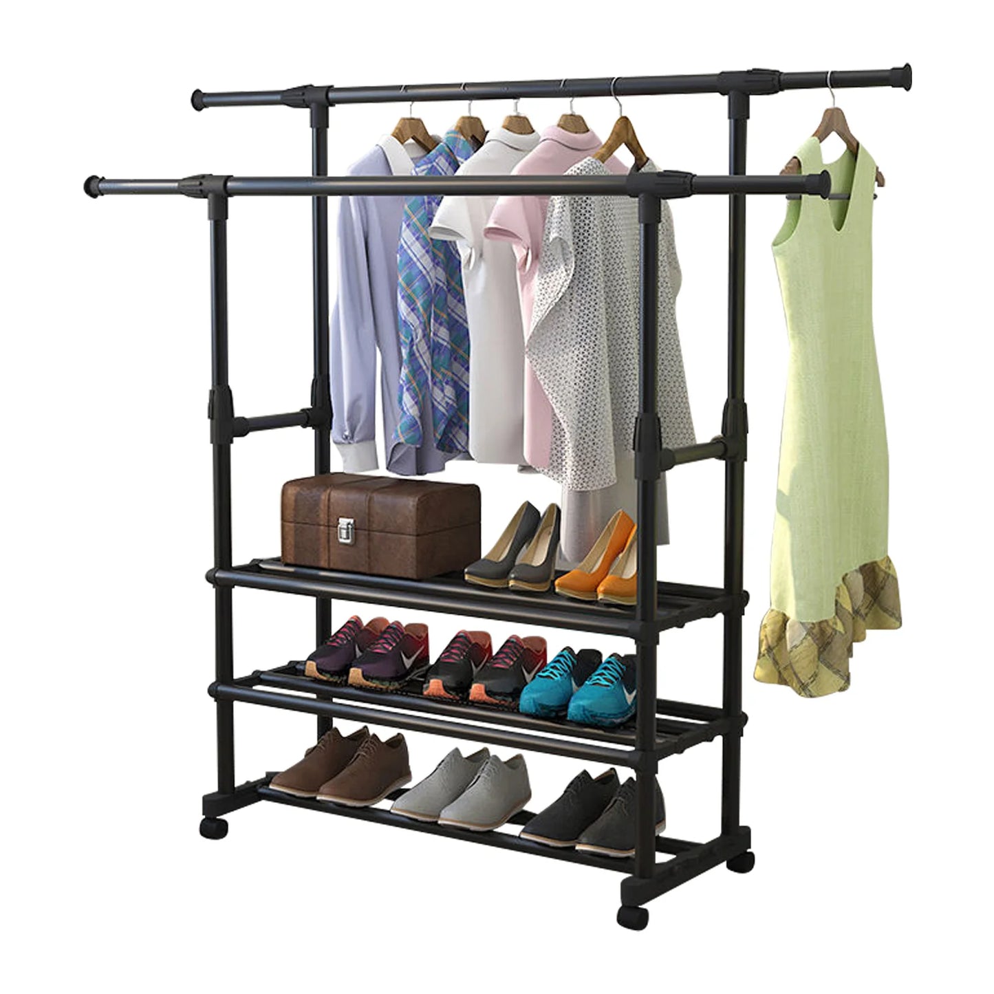 Heavy Duty Double Rail Clothes Garment Rack