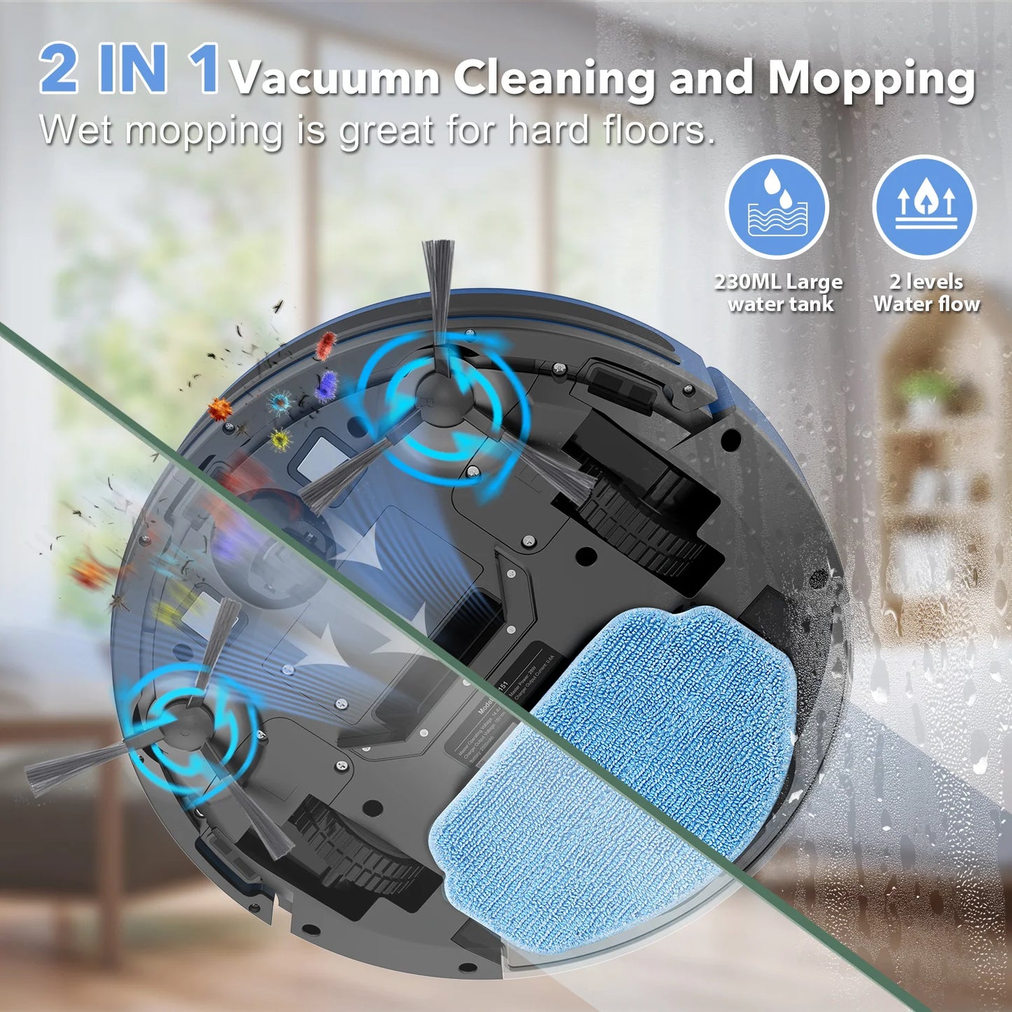 RAYFURN 6000Pa Smart Robot Vacuum Mop