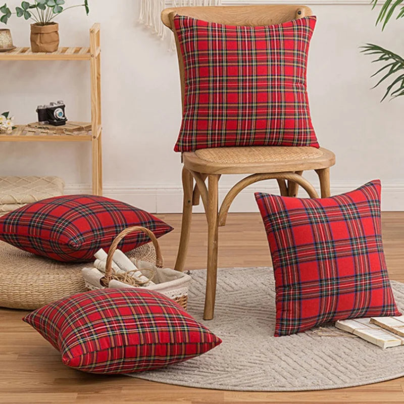 Christmas Tartan Plaid Pillow Cover 45cm