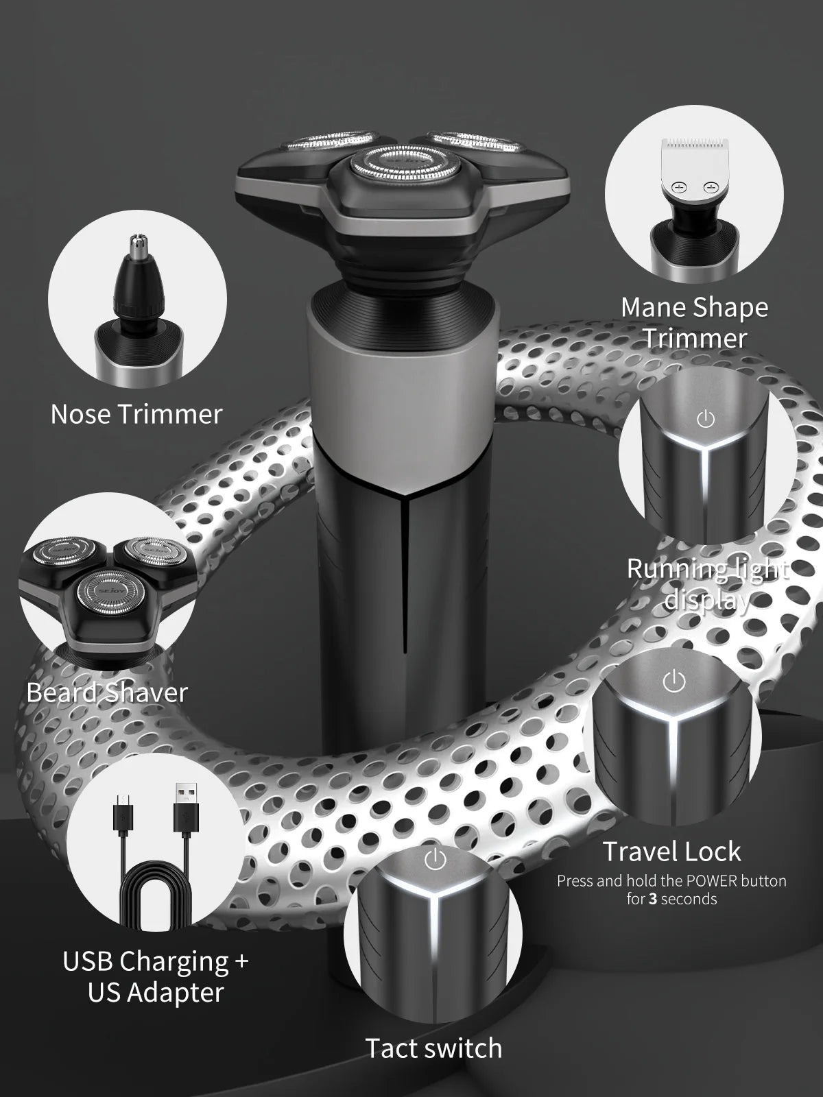 SEJOY 5-in-1 Electric Shaver and Trimmer