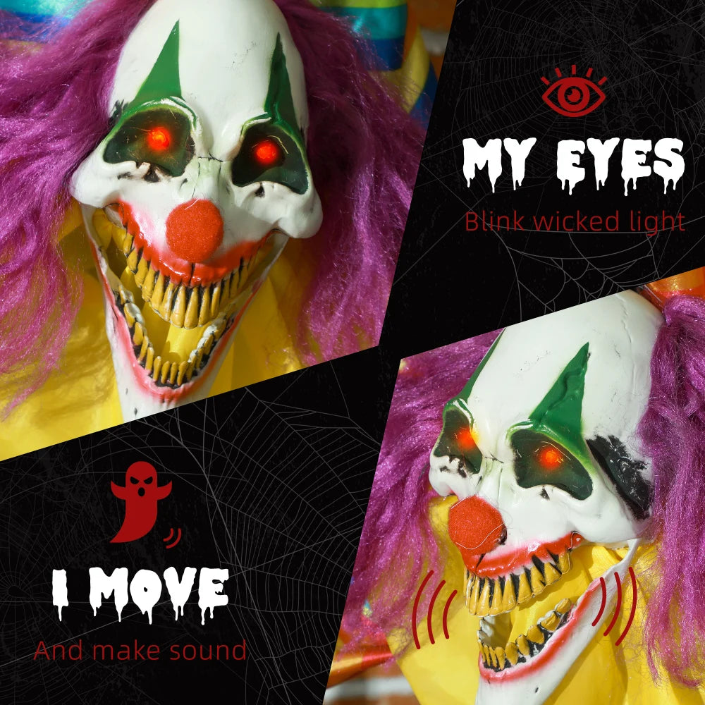 Hanging Animated Halloween Clown Outdoor Decoration Prop