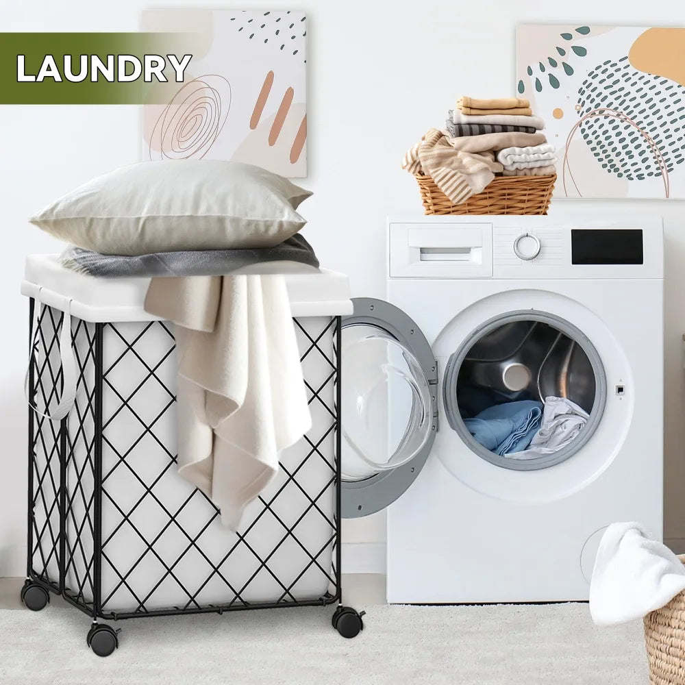 Rolling Laundry Basket Hamper with Wheels