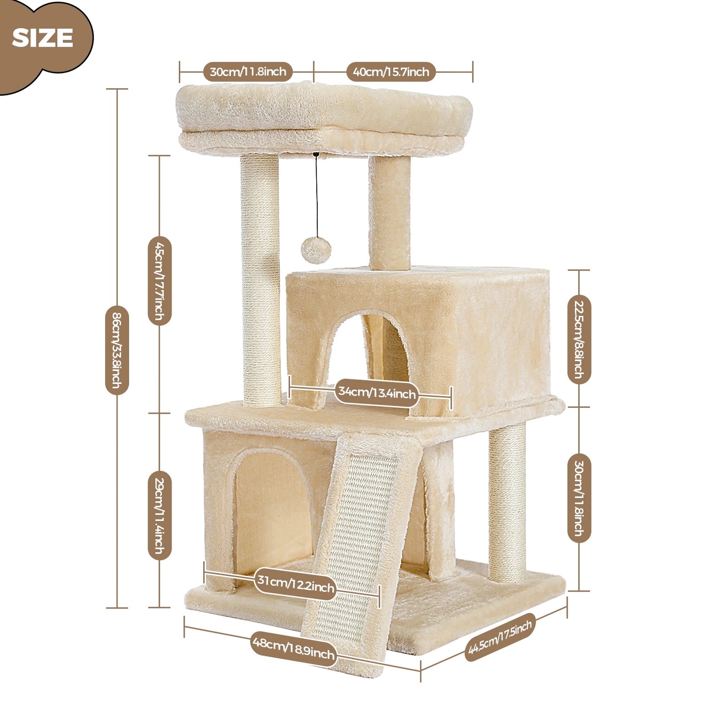 Large Multi-Level Cat Tree Tower with Condos