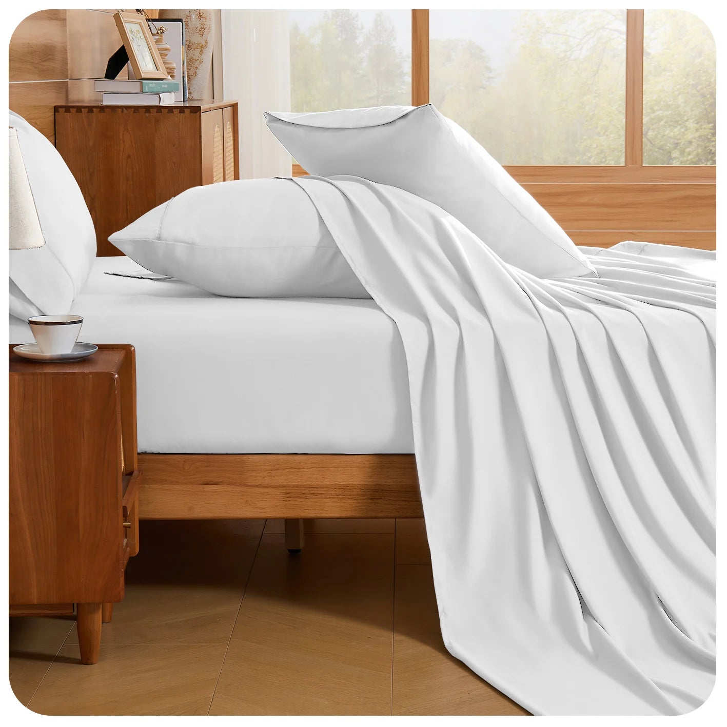 Queen Size 4-Piece Bedding Set – Ultra Soft Double-Brushed Microfiber Bed Sheets with Deep Pocket Fitted Sheet (Fits Mattresses Up to 18"), Easy Care Hotel Luxury Bedding