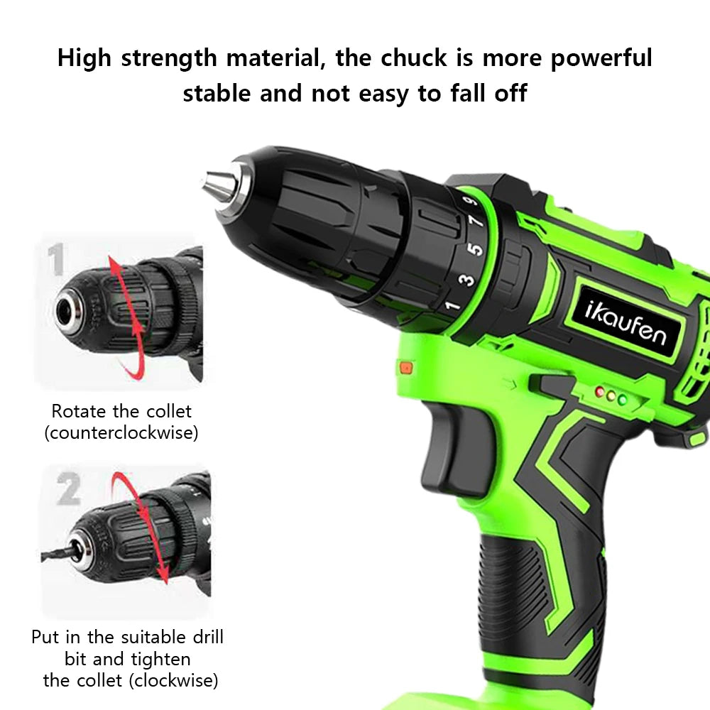 21V Cordless Drill Rechargeable Lithium Battery Screwdriver