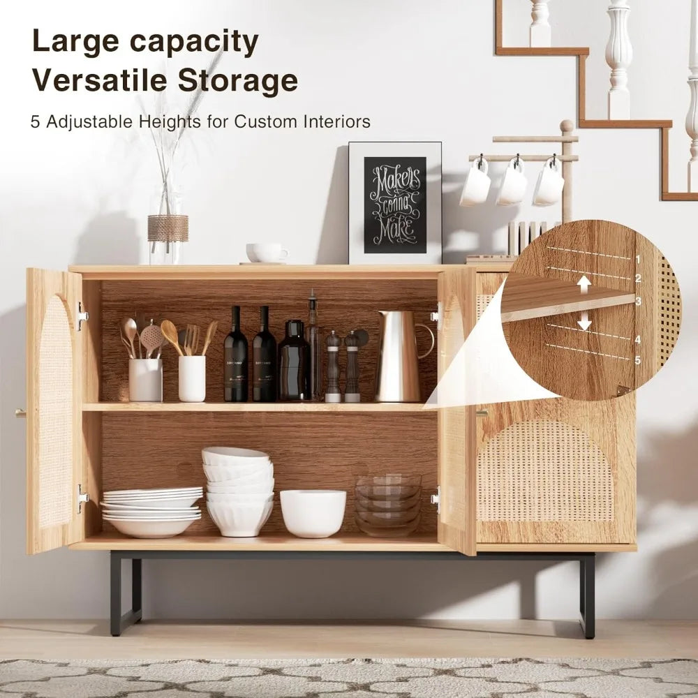 Boho Rattan Sideboard Buffet Cabinet