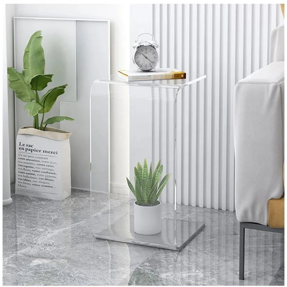 Modern Acrylic C-Shaped Transparent Side Table