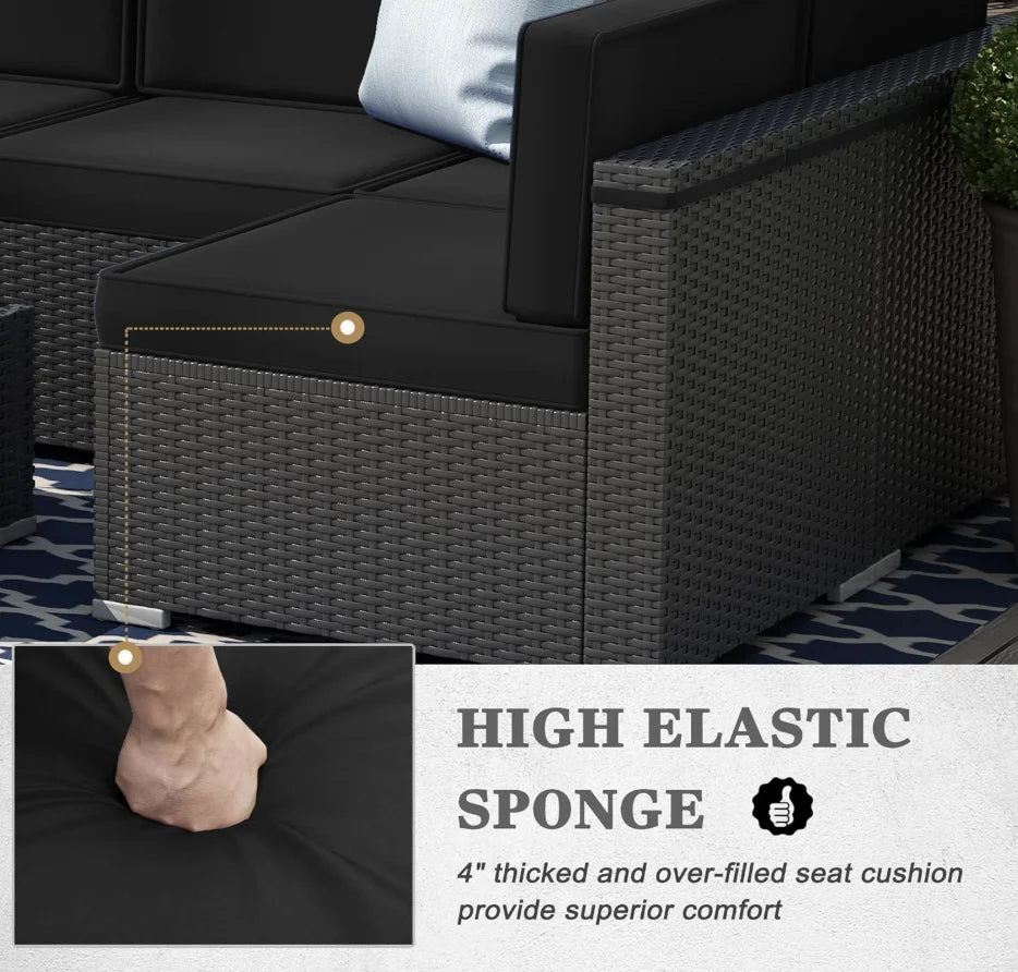 8-Piece Outdoor Wicker Furniture Set with Firepit