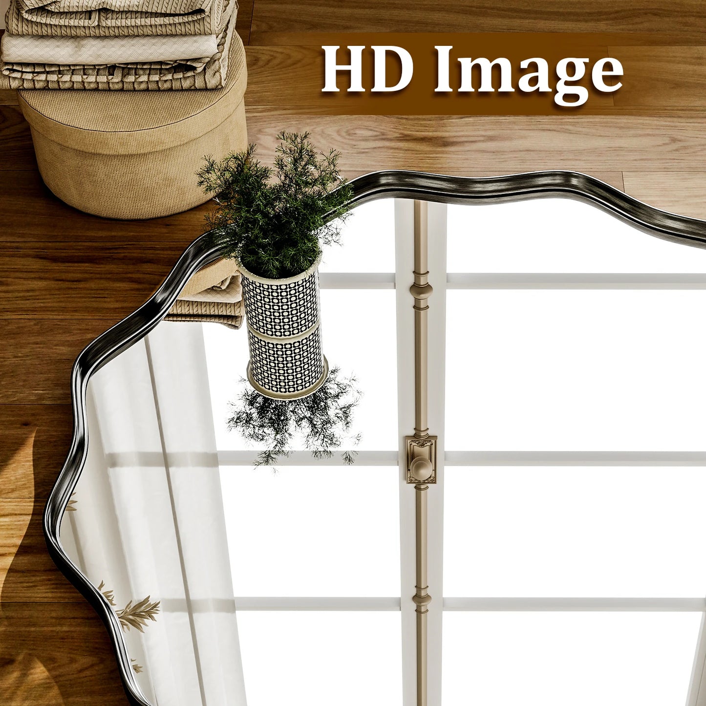 Wavy Round Bathroom Mirror Decorative Wall Mirror with Deep Frame Modern Vanity Mirror for Bedroom Living Room Home Decor