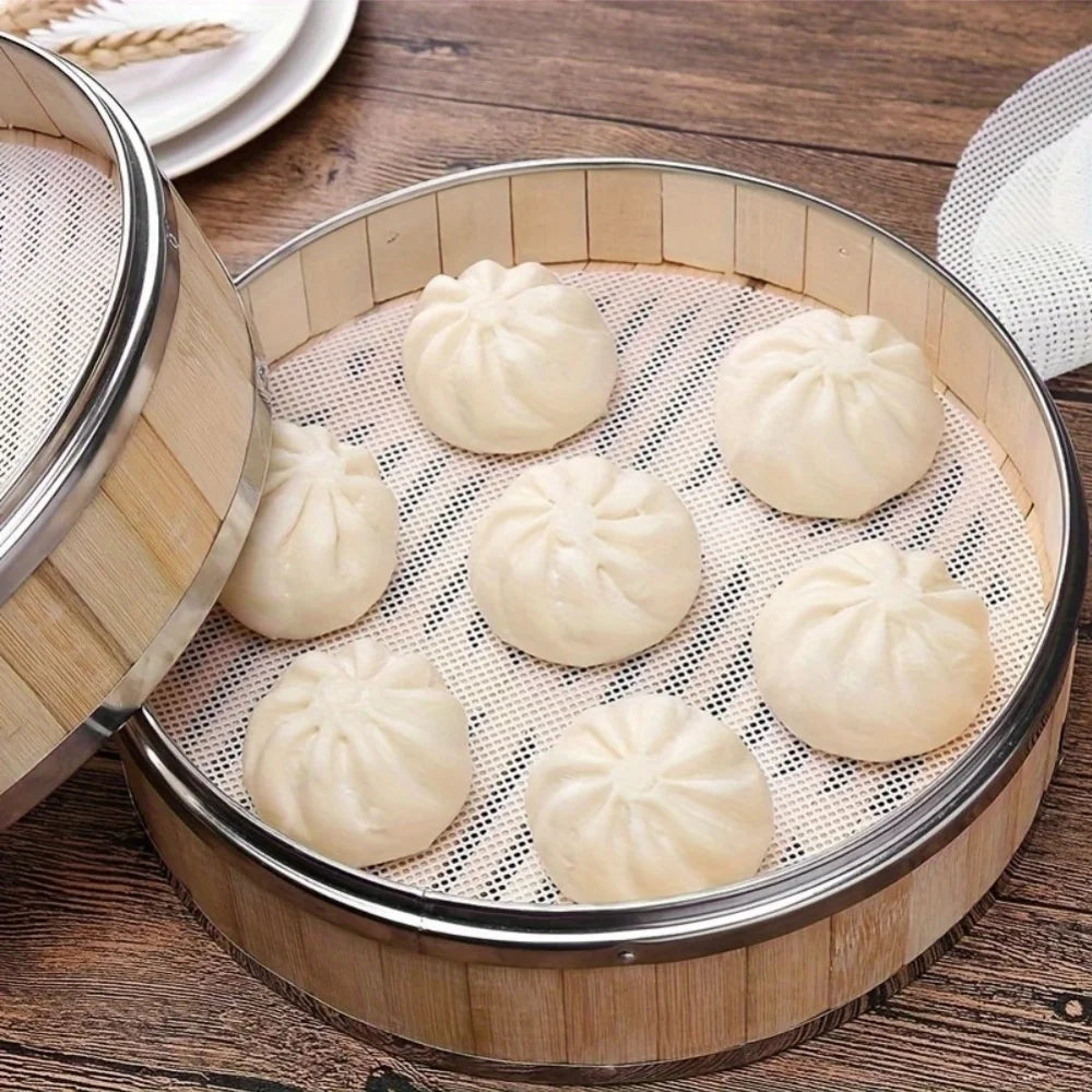 3PCS Reusable Silicone Steamer Liners – Non-Stick Round Steaming Mats for Bamboo Steamers, Heat-Resistant Kitchen Cooking Accessories