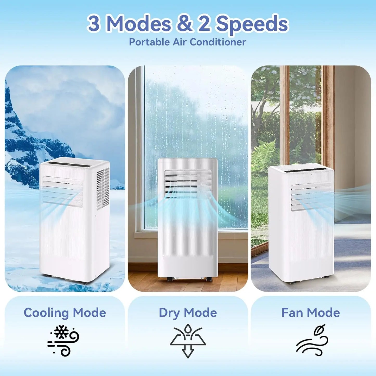 3-in-1 Portable Air Conditioner with Wheels