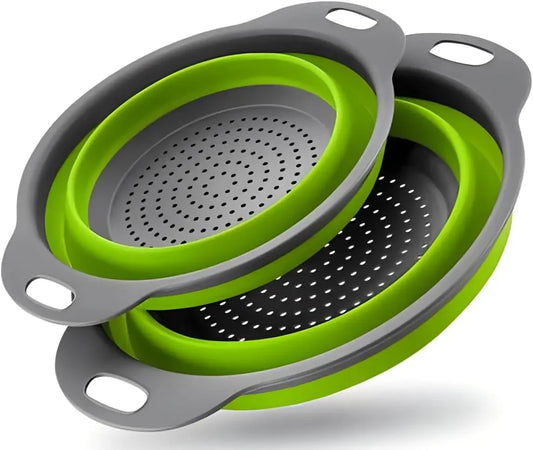 Collapsible Silicone Colander Strainer Set of 2