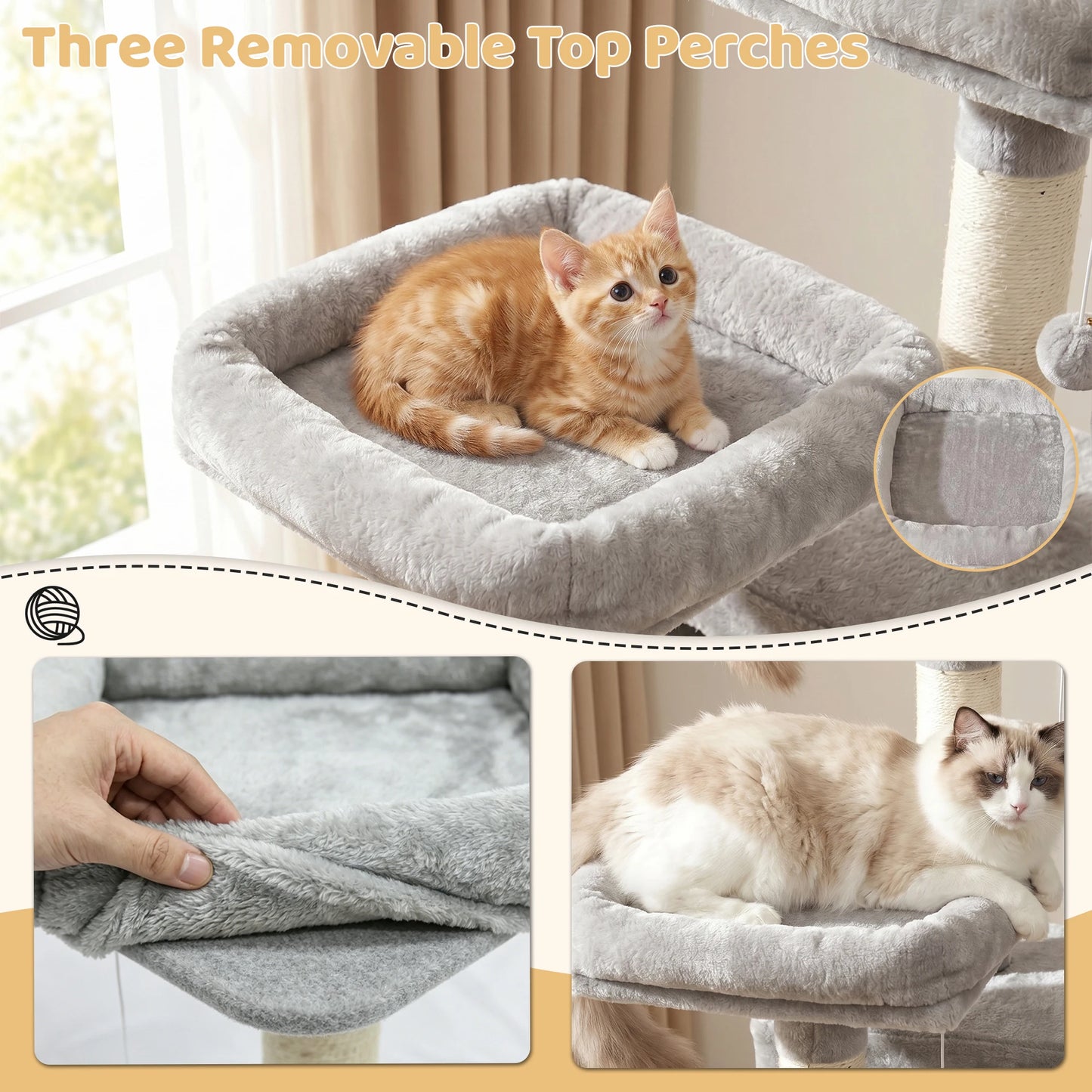 68" Large Multi-Level Cat Tree Tower – Indoor Cat Activity Center with 2 Condos, 3 Plush Perches & Scratching Posts, Luxury Climbing Playground for Kittens and Cats