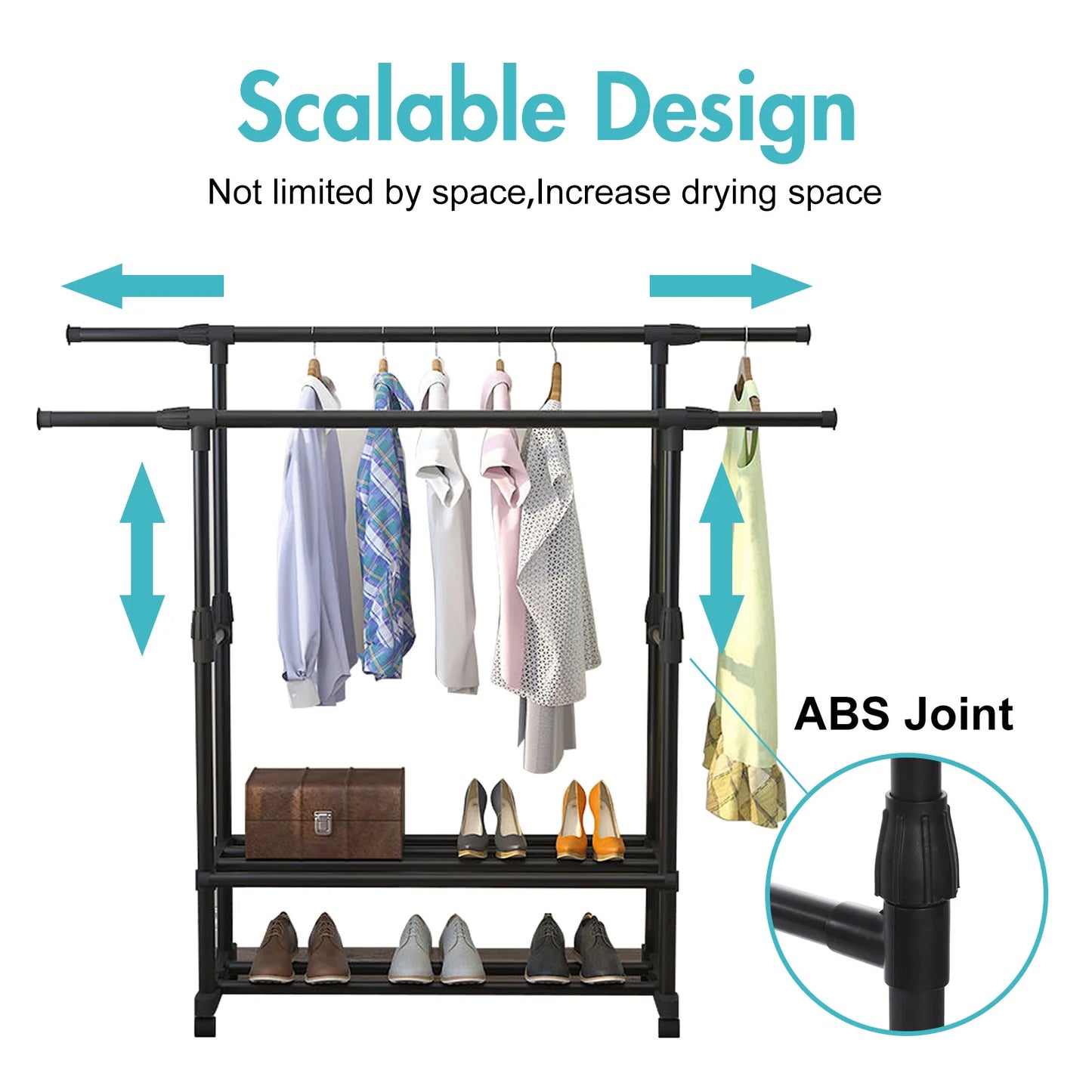 Heavy Duty Double Rail Clothes Garment Rack