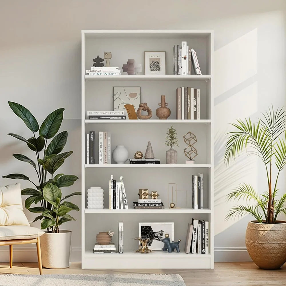 60-Inch 5-Shelf Wood Bookcase Organizer