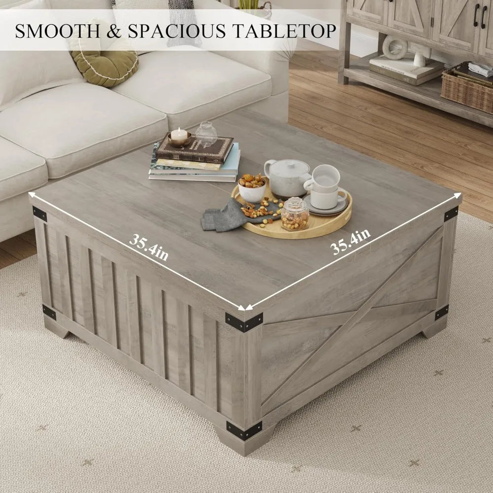 Farmhouse Coffee Table with Lift Top Storage