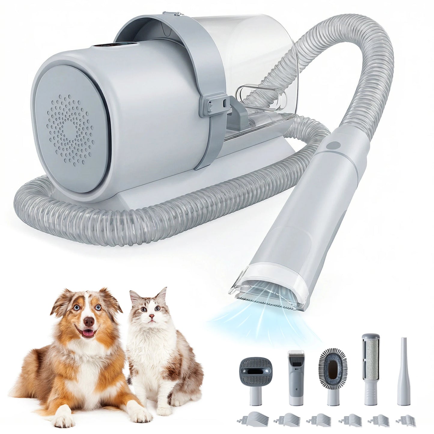 2.5L Professional Pet Grooming Vacuum Kit – Cordless Low Noise Dog Clippers with 3 Suction Modes & 5 Grooming Tools for Cats, Dogs & Home Pet Hair Removal