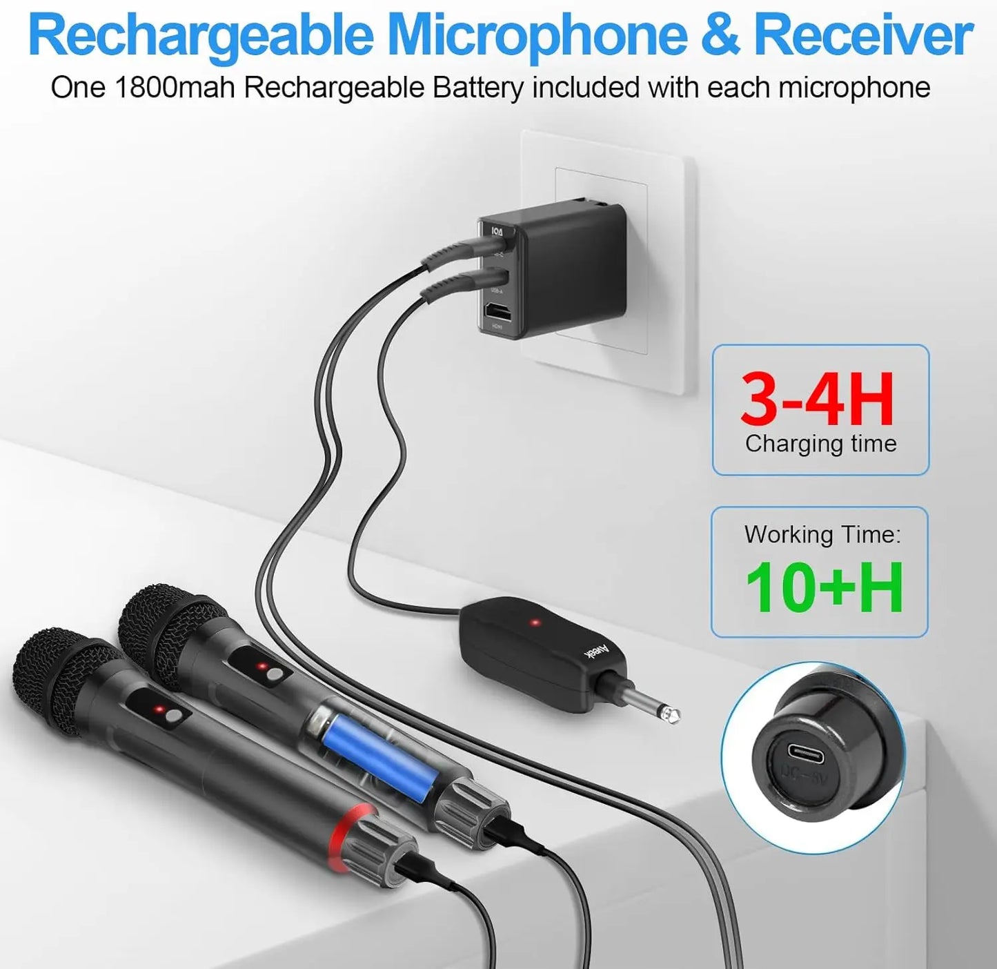 Aveek Wireless Rechargeable Karaoke Microphone Set