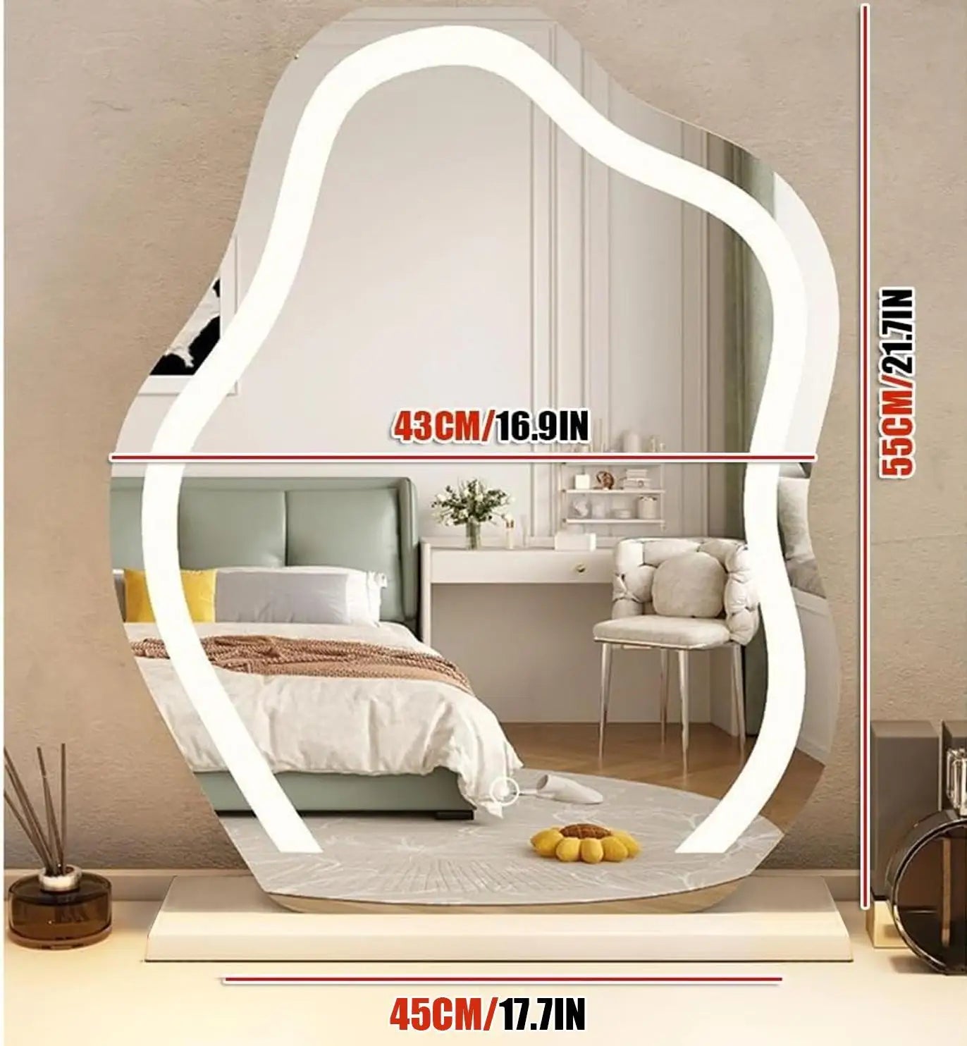 LED Lighted Makeup Mirror Dimmable Vanity Cloud