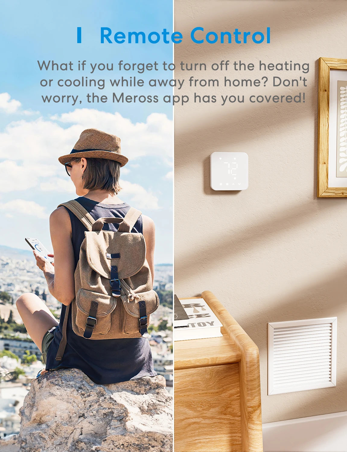 Meross Smart Wi-Fi Thermostat – App & Voice Controlled Home Temperature Control