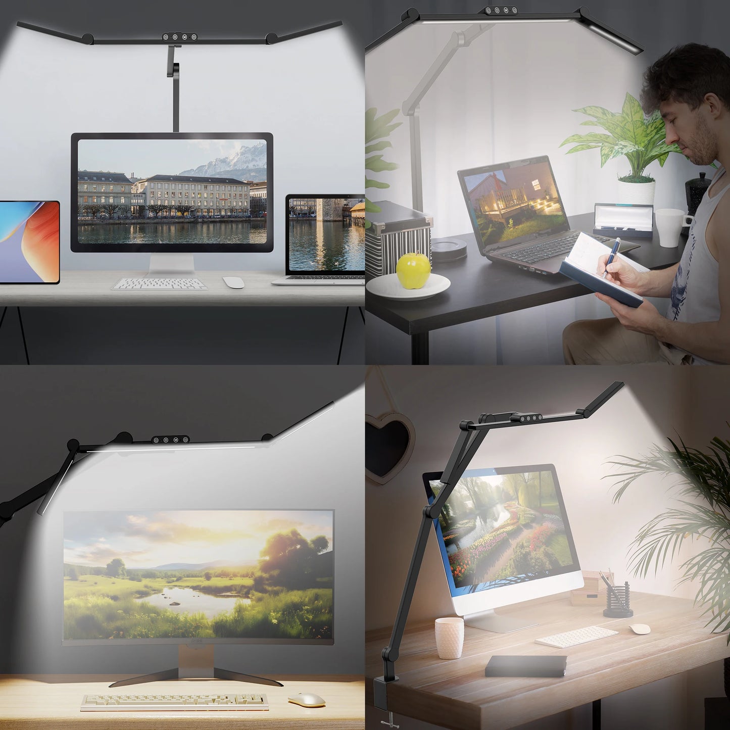 LED Clamp Desk Lamp with Auto Dimming