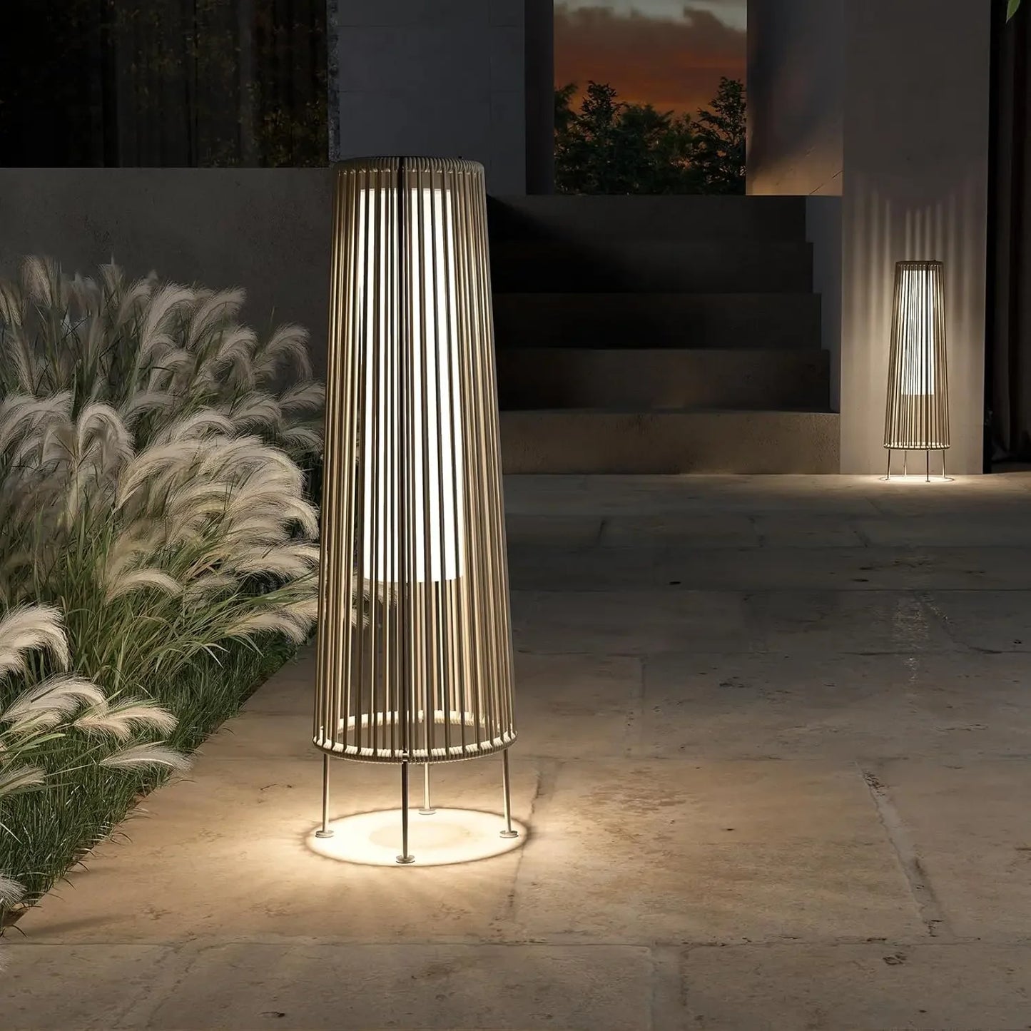2-Pack Outdoor Solar Floor Lamps Waterproof
