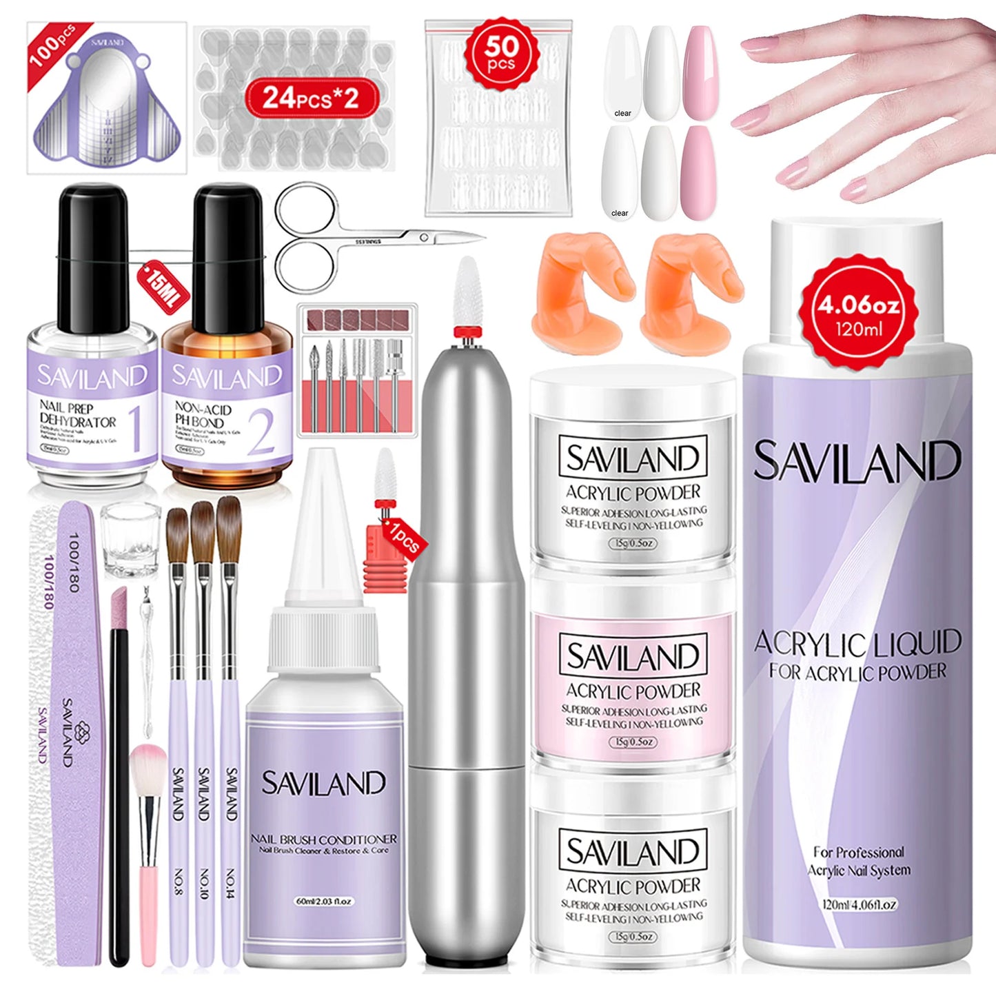 Saviland Acrylic Nail Kit Electric Nail Drill