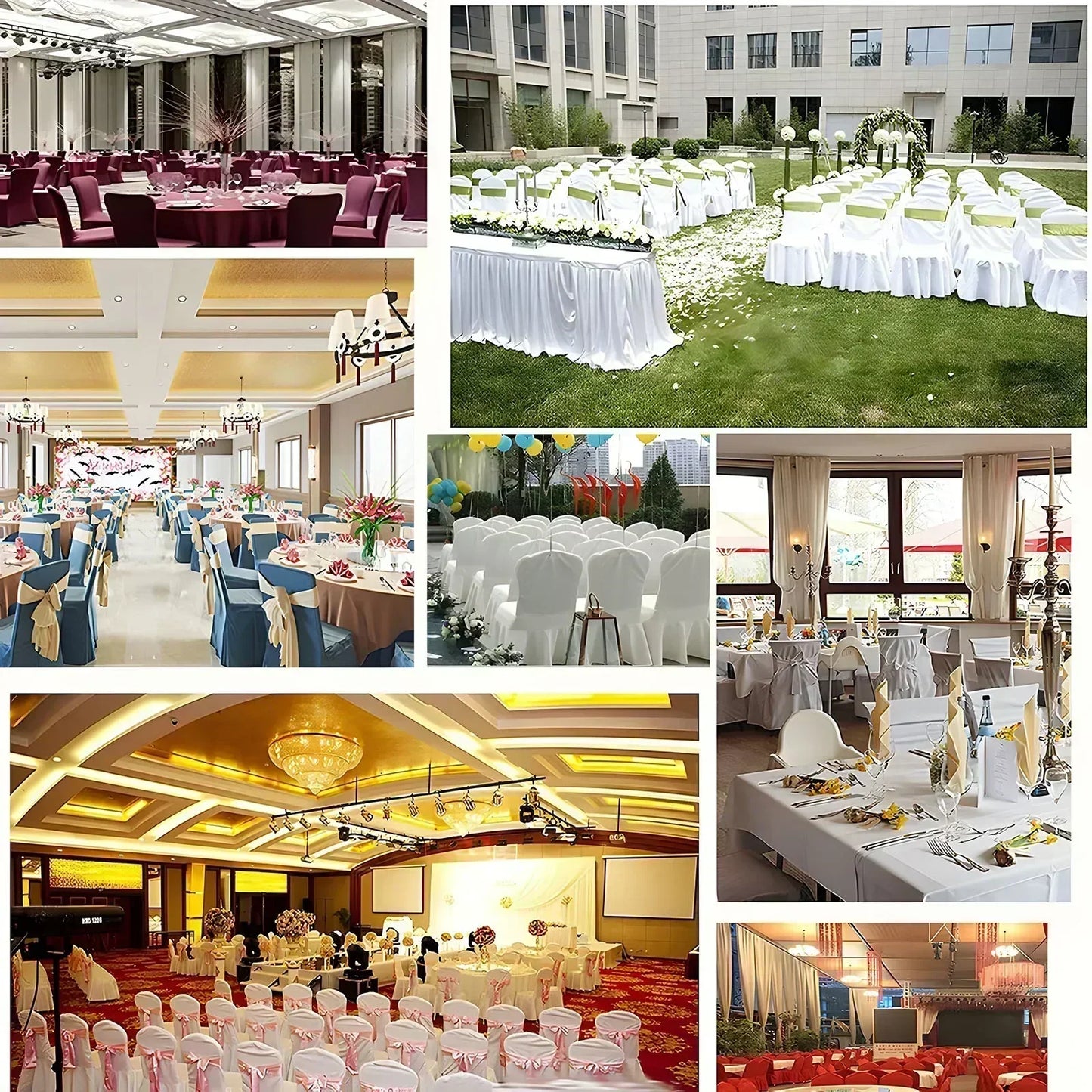 50/100PCS White Spandex Pleated Chair Covers – Stretch Seat Covers for Weddings, Banquets, Hotels, Parties & Event Decorations