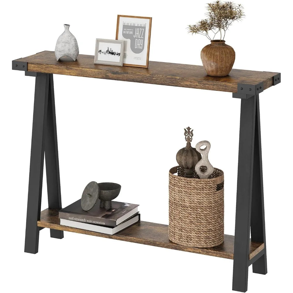 Farmhouse Entryway Console Table with Storage Shelves