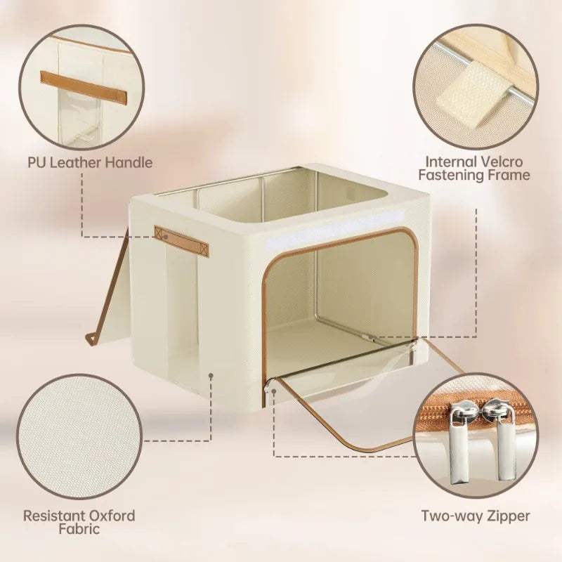 3-Pack Large 66L Closet Storage Bins