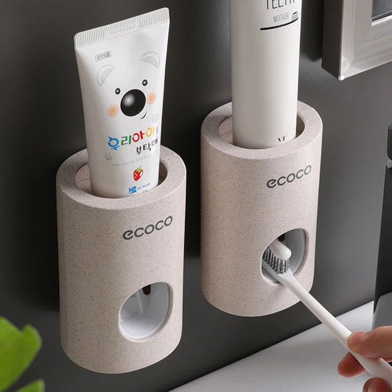 Wall Mounted Automatic Toothpaste Dispenser Toothbrush Holder