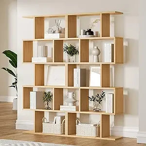 5-Tier S-Shaped Bookcase Set