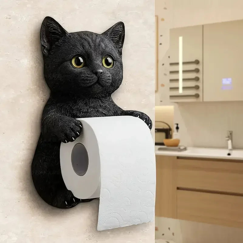 Cat Toilet Paper Holder – Wall-Mounted Cute Roll Dispenser for Bathroom, Dorm, RV, Kitchen & Travel