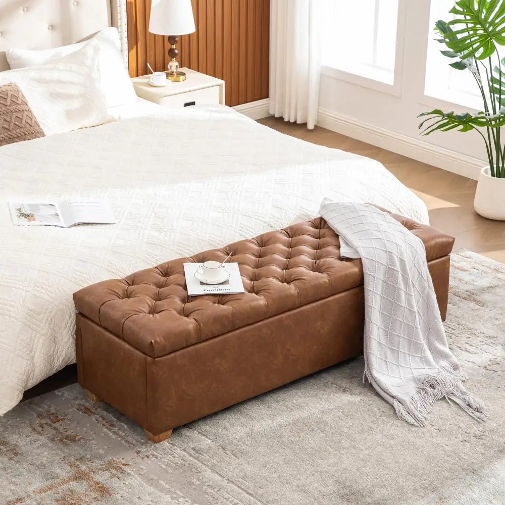 83.1” Modern Upholstered End of Bed Bench with Armrests – Chenille Chaise Lounge Bench with 2 Bolster Pillows, Bedroom Bench Seating for Bedroom, Living Room & Entryway