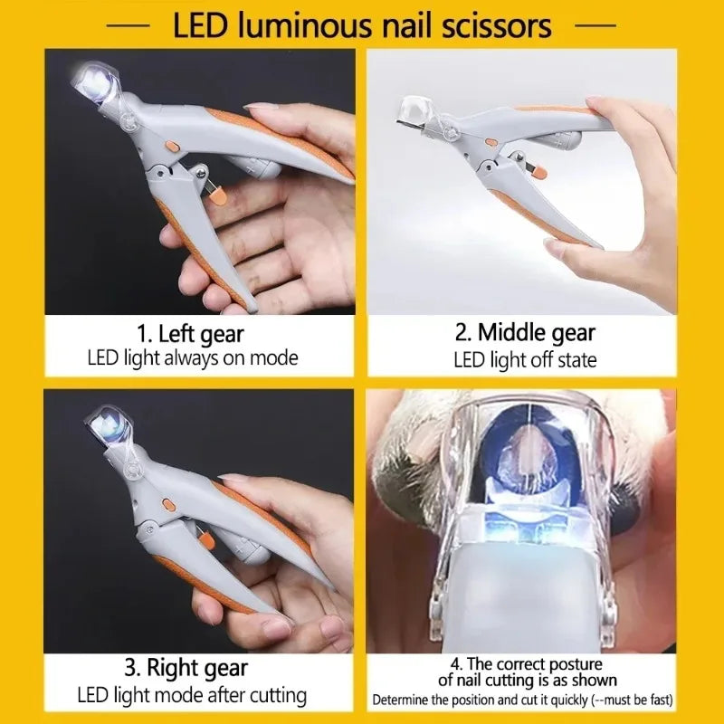 LED Pet Nail Clippers with Light – Safe Dog & Cat Nail Trimmer Scissors for Grooming, Precision Claw Care Tool with Built-In LED for Easy Pet Maintenance