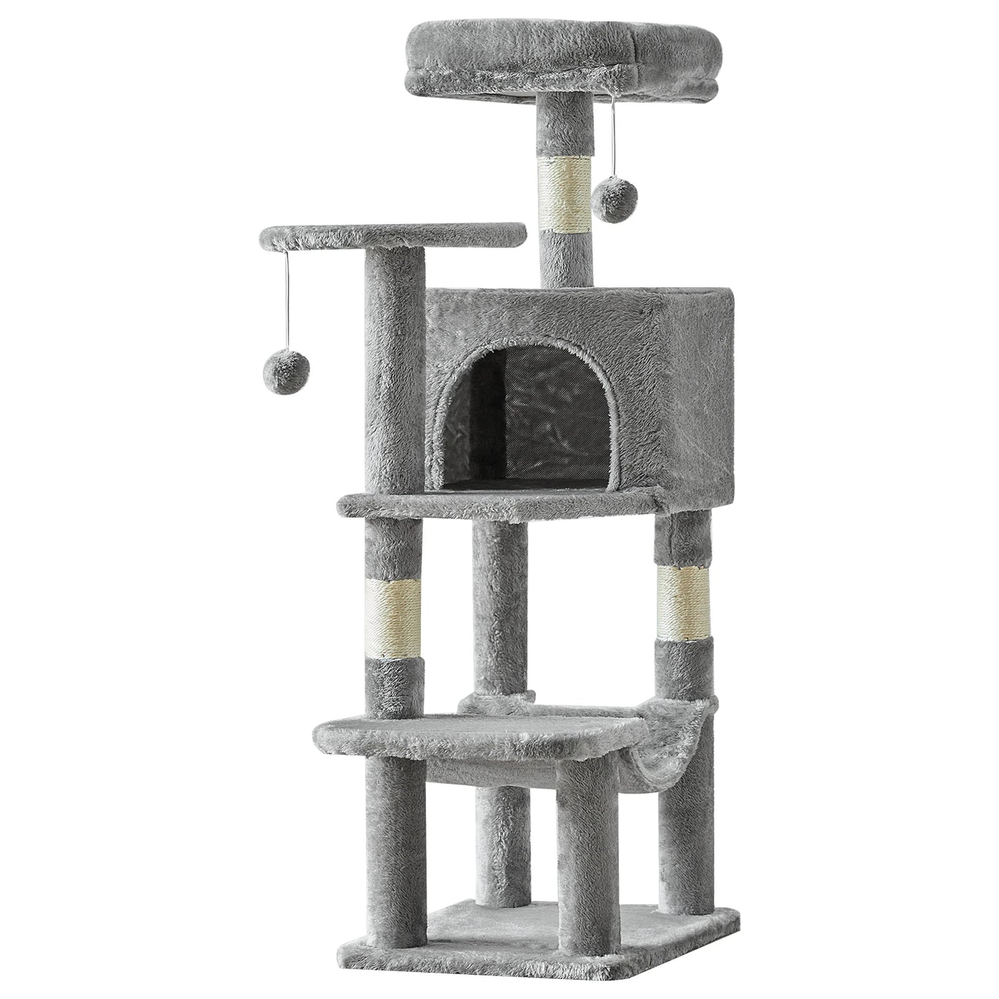 JHK 44-Inch Cat Tree for Indoor Cats – Multi-Level Climbing Tower with Sisal Scratching Posts & Stable Pet House