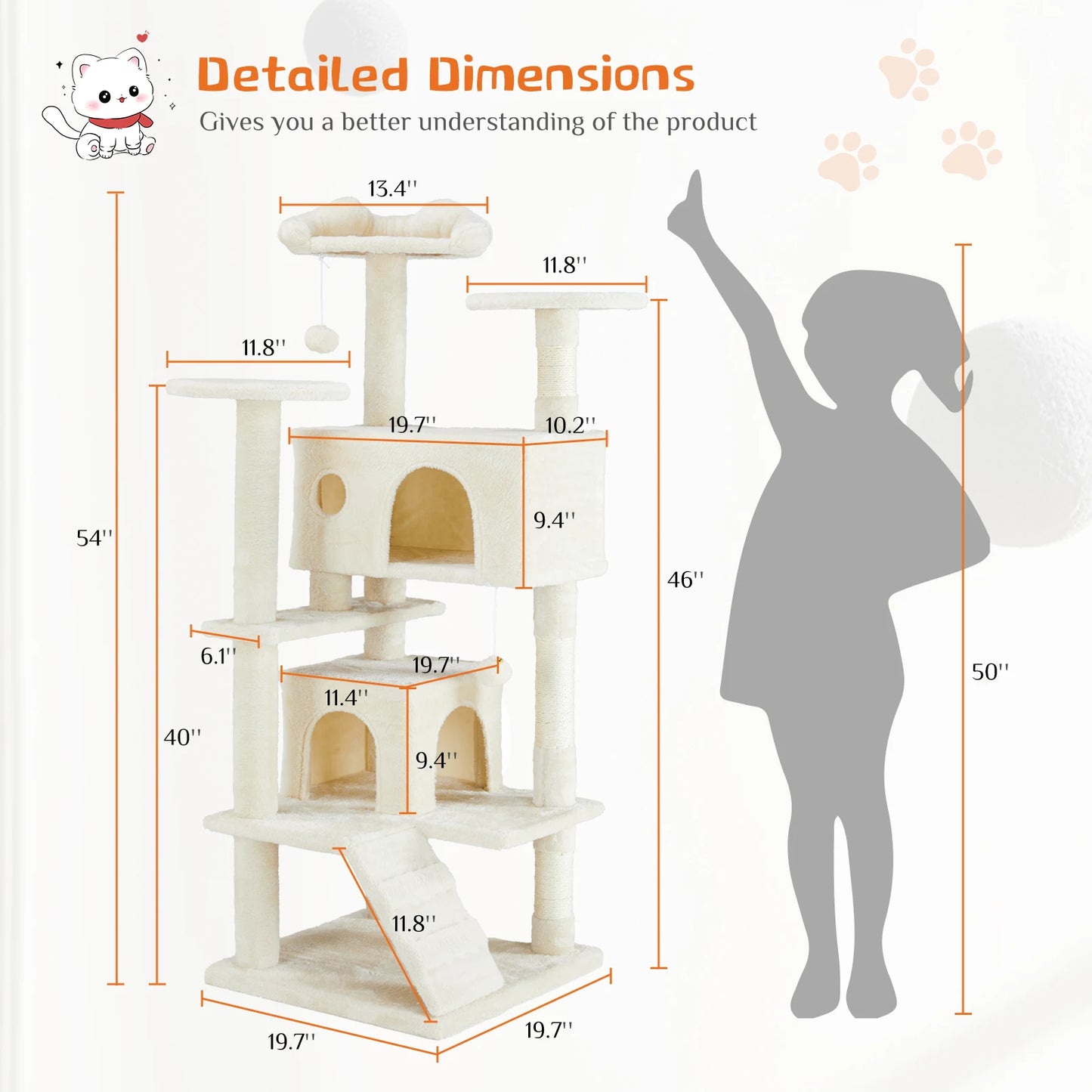 Multi-Level Cat Tree Tower with Scratcher
