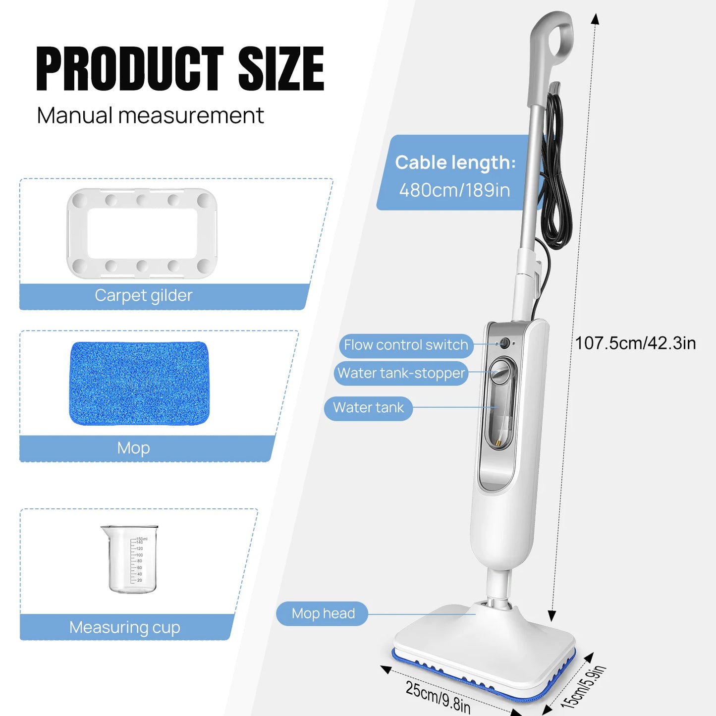 DayPlus Powerful 1500W Steam Mop Cleaner