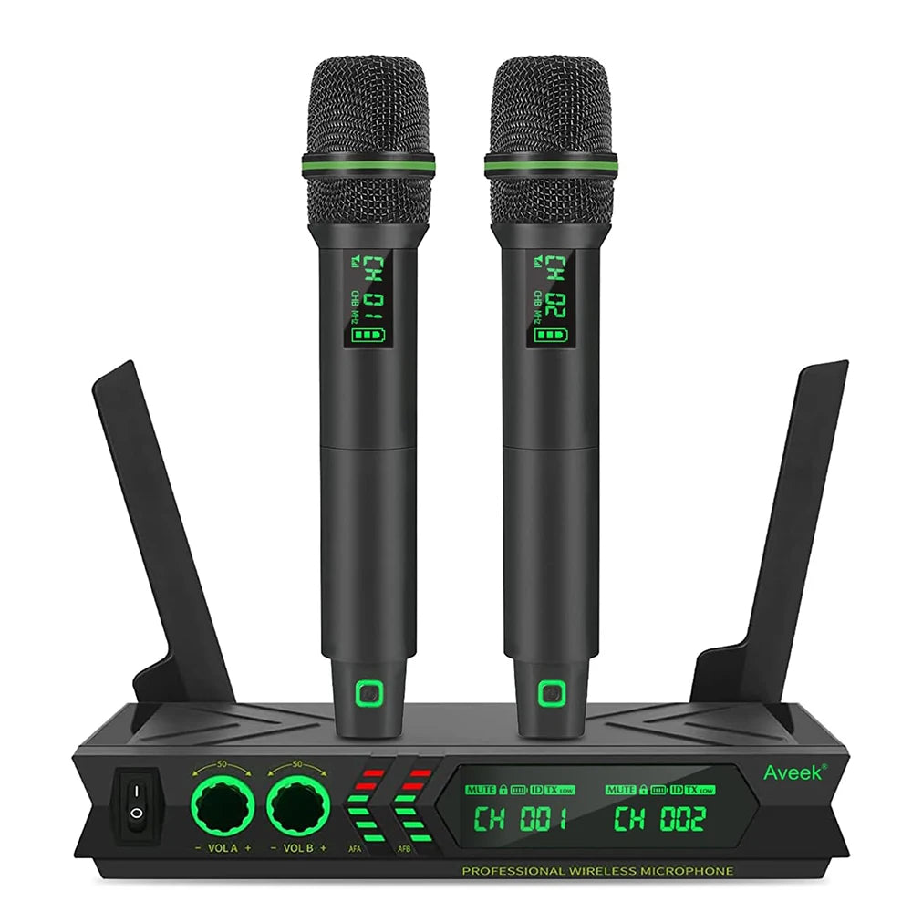 Aveek Dual UHF Wireless Karaoke Microphones System