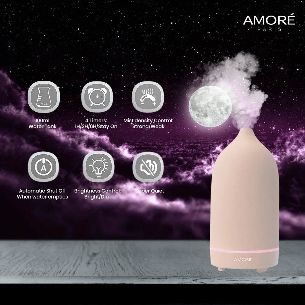 Pink Ceramic Ultrasonic Essential Oil Diffuser