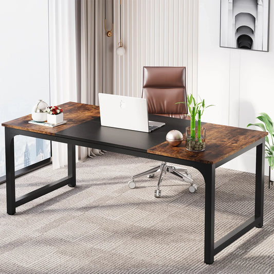 Modern Large Computer Desk – Spacious Home Office Writing Desk, Study Table & Workstation for Laptop, PC & Gaming, Heavy-Duty Office Furniture