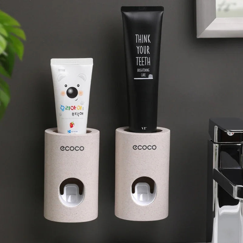 Wall Mounted Automatic Toothpaste Dispenser Toothbrush Holder